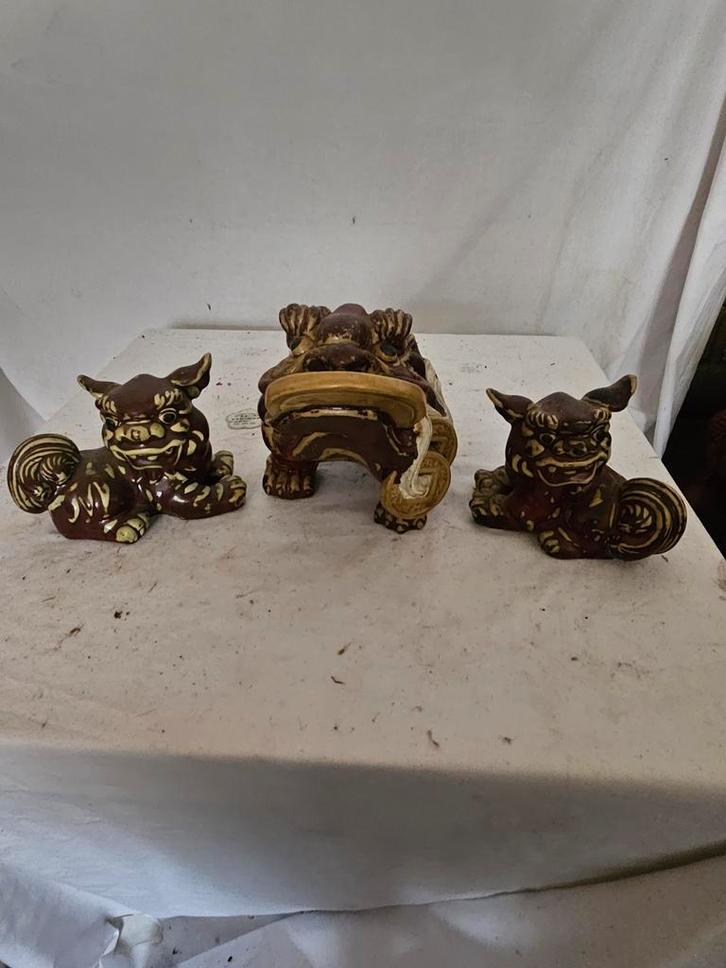 Set van 3 Chinese Foo Dogs, Antiek en Kunst, Antiek | Keramiek en Aardewerk, Ophalen of Verzenden