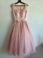 Feestelijke jurk blush roze met kant en tule 38, Galajurk, Special day, Roze, Gedragen