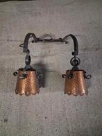 Vintage Koperen Wandlamp met Smeedijzer, Huis en Inrichting, Lampen | Hanglampen, Gebruikt, Vintage, Ophalen of Verzenden, Metaal