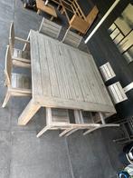 Teakhouten Eettafel Rough Furniture 170x170, Ophalen, Gebruikt, 150 tot 200 cm, Vijf personen of meer