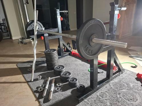 Complete Halterset met Gewichten en Stangen, Sport en Fitness, Fitnessmaterialen, Gebruikt, Halterset, Armen, Benen, Borst, Buik
