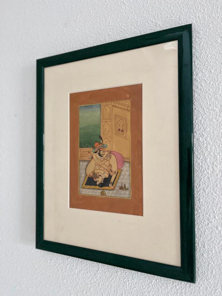 Indiaas schilderij erotisch Indiase School miniatuur erotiek, Antiek en Kunst, Kunst | Niet-Westerse kunst, Ophalen of Verzenden
