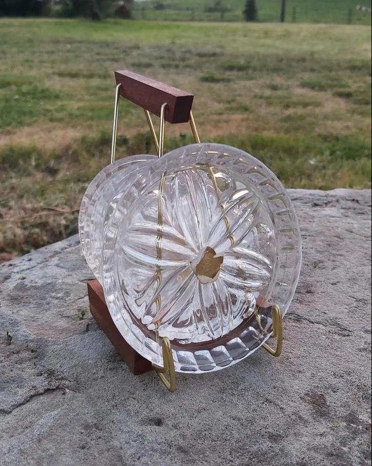 Kristallen onderzetters in houder, Antiek en Kunst, Antiek | Glas en Kristal, Ophalen of Verzenden