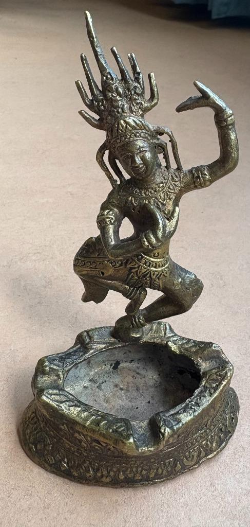 Koperen asbak met danseres (Apsara), Antiek en Kunst, Kunst | Niet-Westerse kunst, Ophalen of Verzenden