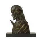 Bronzen Art Deco Beeld Christus Profiel Salvatore Melani Kun, Verzenden, Gebruikt, Religie