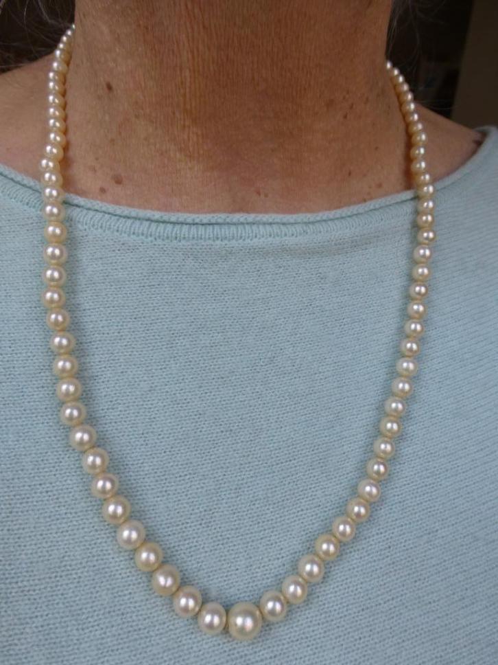 zoutwater PAREL Collier 14 kt Gouden Slot met Parel / 60 cm, Sieraden, Tassen en Uiterlijk, Antieke sieraden, Ketting, Goud, Met edelsteen