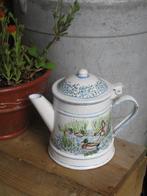 Emaille Koffiepot Volkskunst Handbeschilderd Eenden, Ophalen