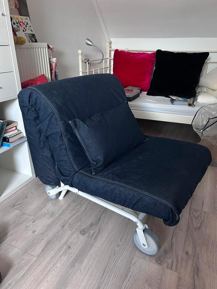 Jeanslook Slaapbank / Logeersofa op wielen - Nesselande, Huis en Inrichting, Slaapkamer | Slaapbanken, Zo goed als nieuw, 80 cm