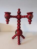 Vintage Zweedse houten kandelaar, handbeschilderd, Diversen, Kerst, Ophalen of Verzenden, Zo goed als nieuw