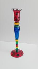 Rijk gekleurde kandelaar - glas, Overige materialen, Gebruikt, 25 tot 50 cm, Ophalen of Verzenden