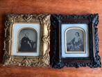 1850-1860 - dame en heer 2 x ambrotype - 1/4 plaat, Verzenden