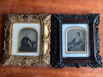 1850-1860 - dame en heer 2 x ambrotype - 1/4 plaat beschikbaar voor biedingen