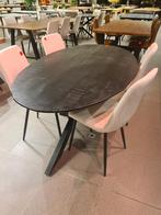 Nieuwe eettafel ovaal 180x90cm zwart mangohout spinpoot €350, Ophalen, ., Nieuw, .