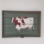 Schildering koe op hout, Ophalen of Verzenden, Zo goed als nieuw, Schilderij, Minder dan 50 cm