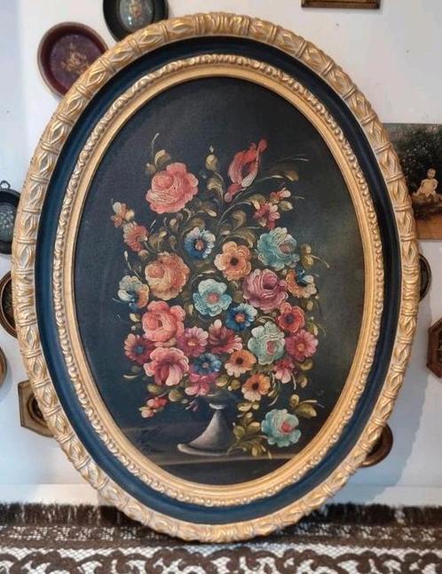 Groot klassiek olieverfschilderij met bloemen M4, Antiek en Kunst, Kunst | Schilderijen | Klassiek, Ophalen