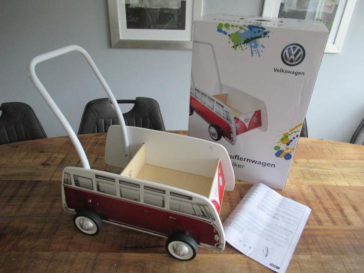 Nieuwe Vintage look VW Volkswagen bus loopwagen Walker rood, Kinderen en Baby's, Speelgoed | Houten speelgoed, Nieuw, Duw- of Trekspeelgoed
