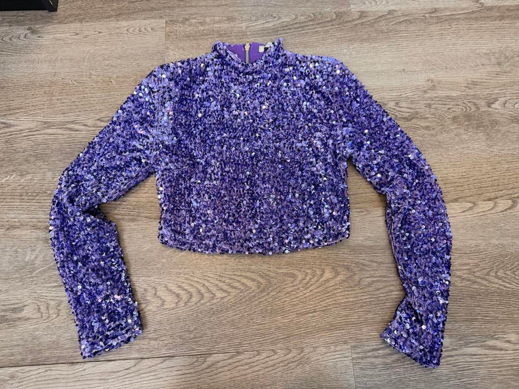 Paars pailletten top - Vera & Lucy - XS, Ophalen of Verzenden, Zo goed als nieuw, Maat 34 (XS) of kleiner, Paars