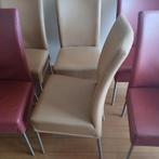 Echt Lederen Eetkamerstoelen Set, Gebruikt, Overige kleuren, Ophalen of Verzenden, Metaal
