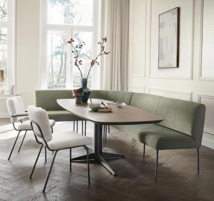 Eetbank Bonno, een rechte of hoekopstelling, 400+ kleuren., Huis en Inrichting, Stoelen, Nieuw, Eén, Hout, Leer, Metaal, Stof