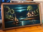 Klassiek Fluweel Schilderij Tropisch Landschap, Ophalen of Verzenden