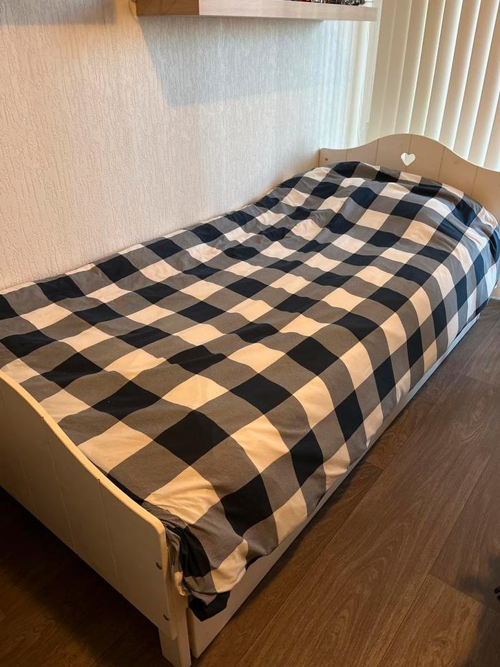 Wit 1-persoons ledikant verstelbaar met grote lade, Kinderen en Baby's, Kinderkamer | Bedden, Zo goed als nieuw, 180 cm of meer
