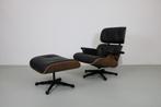 Vitra Lounge Chairs met Ottoman, Noten, Premium leer F zwart