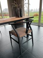 2 houten Y-chairs wishbone zwart met grijze zitting, Huis en Inrichting, Stoelen, Ophalen, Twee, Zwart, Design