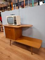 Vintage tv audio meubel wandkast wandmeubel teak, Teakhout, 100 tot 150 cm, Vintage mid century design jaren 60 70, ...