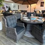Ronde Wicker Tuinset – 5 Ruime Stoelen + voetenbank, Tuin en Terras, Tuinsets en Loungesets, Verzenden, ., Zo goed als nieuw, .