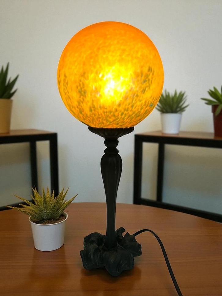 Vintage Art Deco tafellamp # 9700, Huis en Inrichting, Lampen | Tafellampen, Zo goed als nieuw, Minder dan 50 cm, Glas, Metaal
