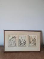 Ets 3 x in 1 lijst Medemblik Huib Bijl (1939-1997), Antiek en Kunst, Kunst | Etsen en Gravures, Ophalen