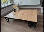 Industriële palletkar salon tafel, Huis en Inrichting, Tafels | Salontafels, Ophalen, Gebruikt, 100 tot 150 cm, 50 tot 100 cm