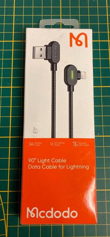 Mcdodo 90 Lightning kabel met LED – 3 meter beschikbaar voor biedingen