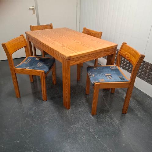 vintage houten tafel eetkamertafel met bijpassende stoelen, Huis en Inrichting, Complete eetkamers, Gebruikt, 4 tot 6 stoelen