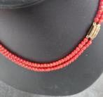 bloedkoraal ketting met double slotje, Verzenden, Zo goed als nieuw, Rood