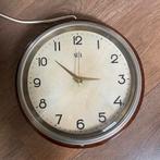 Vintage Retro Industriele Nufa Klok Hout Oud Wand, Antiek en Kunst, Ophalen of Verzenden