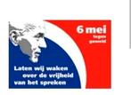 Pim Fortuyn vlag (150 x 0.92) ''6 mei tegen geweld'', Nieuw, Ophalen of Verzenden, Voor 1940