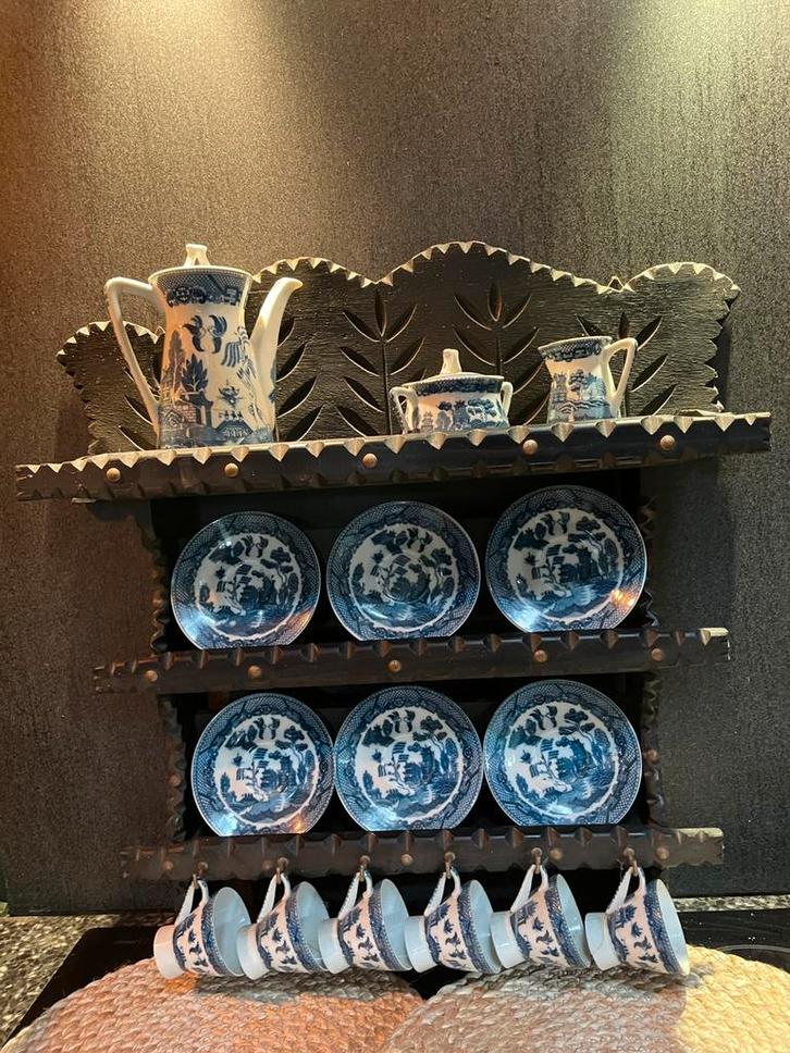 Chinees serviesje met authentiek rekje, antiek, Antiek en Kunst, Antiek | Servies compleet, Ophalen