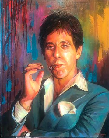 Alex L- Scarface- Tony Montana- Handgeschilderd (100%) beschikbaar voor biedingen