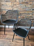 Webbing stoel mat zwart met kinderstoel kunststof Bing, Ophalen, Zwart, Zo goed als nieuw, Metaal