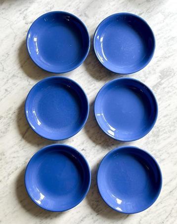 6x vintage diepe borden / dinerborden blauw / paars  beschikbaar voor biedingen