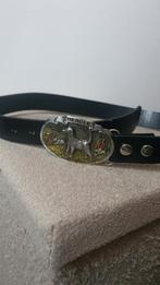 Vintage Zwarte Ream met Beagle Plaats - 105 cm, Kleding | Dames, Riemen en Ceinturen, Ophalen of Verzenden, Zo goed als nieuw