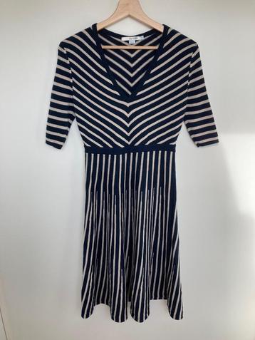 Boden blauw creme gestreepte jurk wol maat 40/M fit & flare  beschikbaar voor biedingen