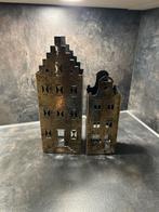Set van 2 metalen windlicht, Huis en Inrichting, Woonaccessoires | Kandelaars en Kaarsen, Ophalen, Bruin, Zo goed als nieuw, Metaal