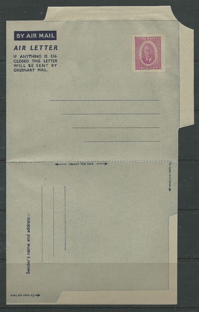 GRENADA 1952 G.VI. 12c. red violet Airletter, H&G: F-2, MINT, Verzenden, Postfris, Midden-Amerika