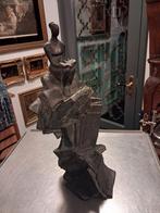 Bronzenbeeld meisje op stapelboeken., Antiek en Kunst, Antiek | Koper en Brons, Ophalen of Verzenden