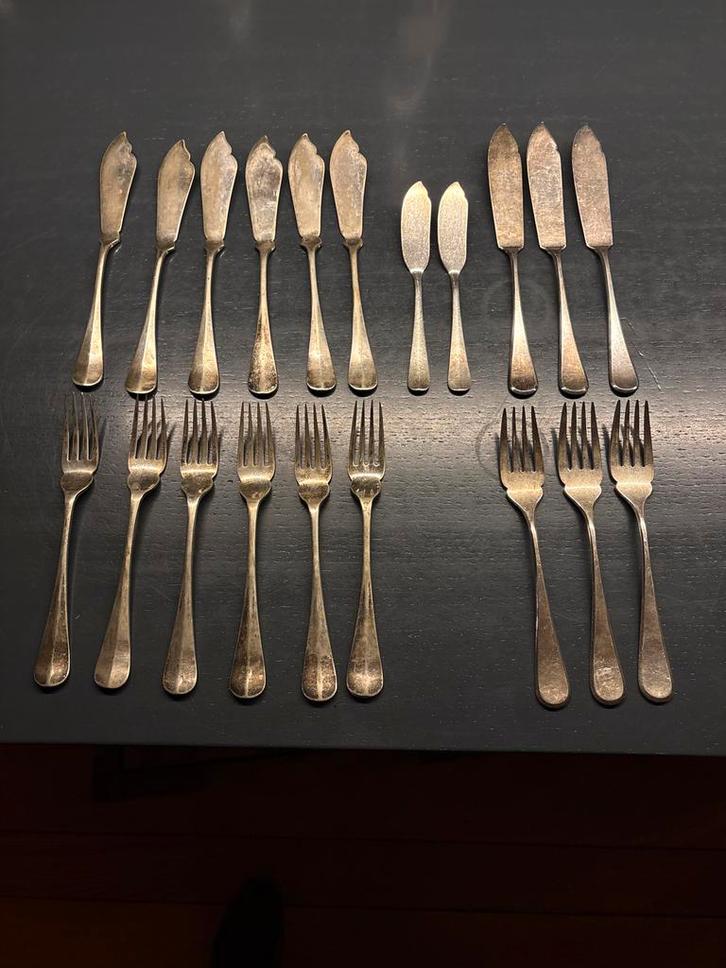 Vintage Zilver plated (verzilverd) VIS bestek, Antiek en Kunst, Antiek | Bestek, Ophalen