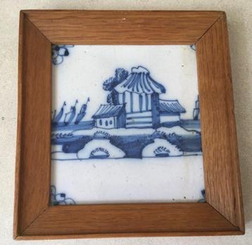 Antieke blauw/witte wandtegel gebouwen,landschap en boten beschikbaar voor biedingen
