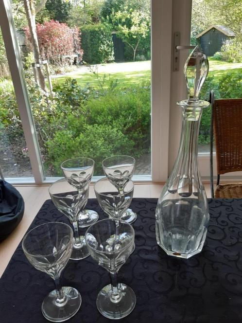 antieke, kristalen glazen en karaf, Antiek en Kunst, Antiek | Glas en Kristal, Ophalen of Verzenden
