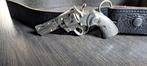 Stoere zwart leren riem met vintage revolver buckle, Zo goed als nieuw, Riem of Ceintuur, Echt leder, Zwart